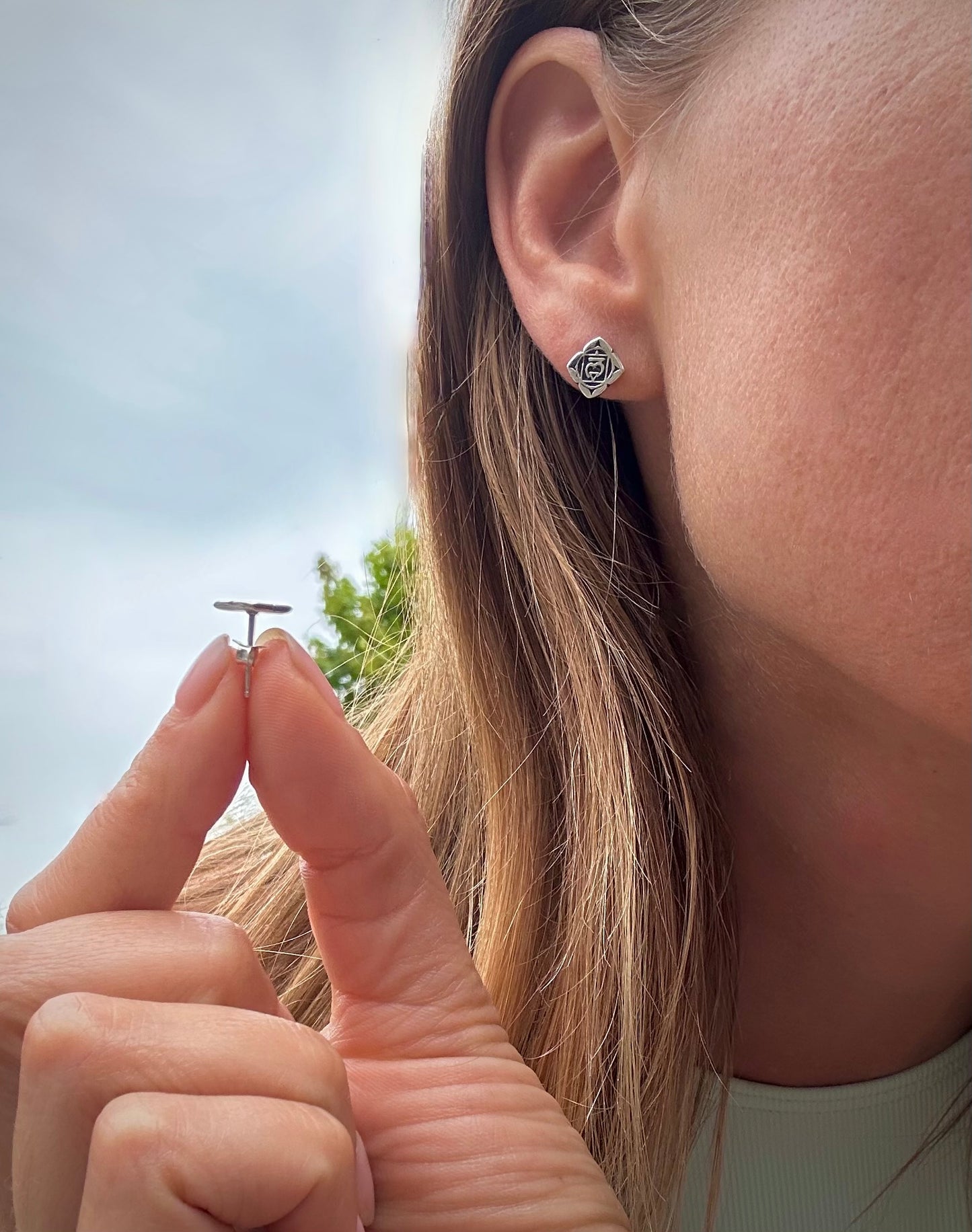 tiny flat silver earrings