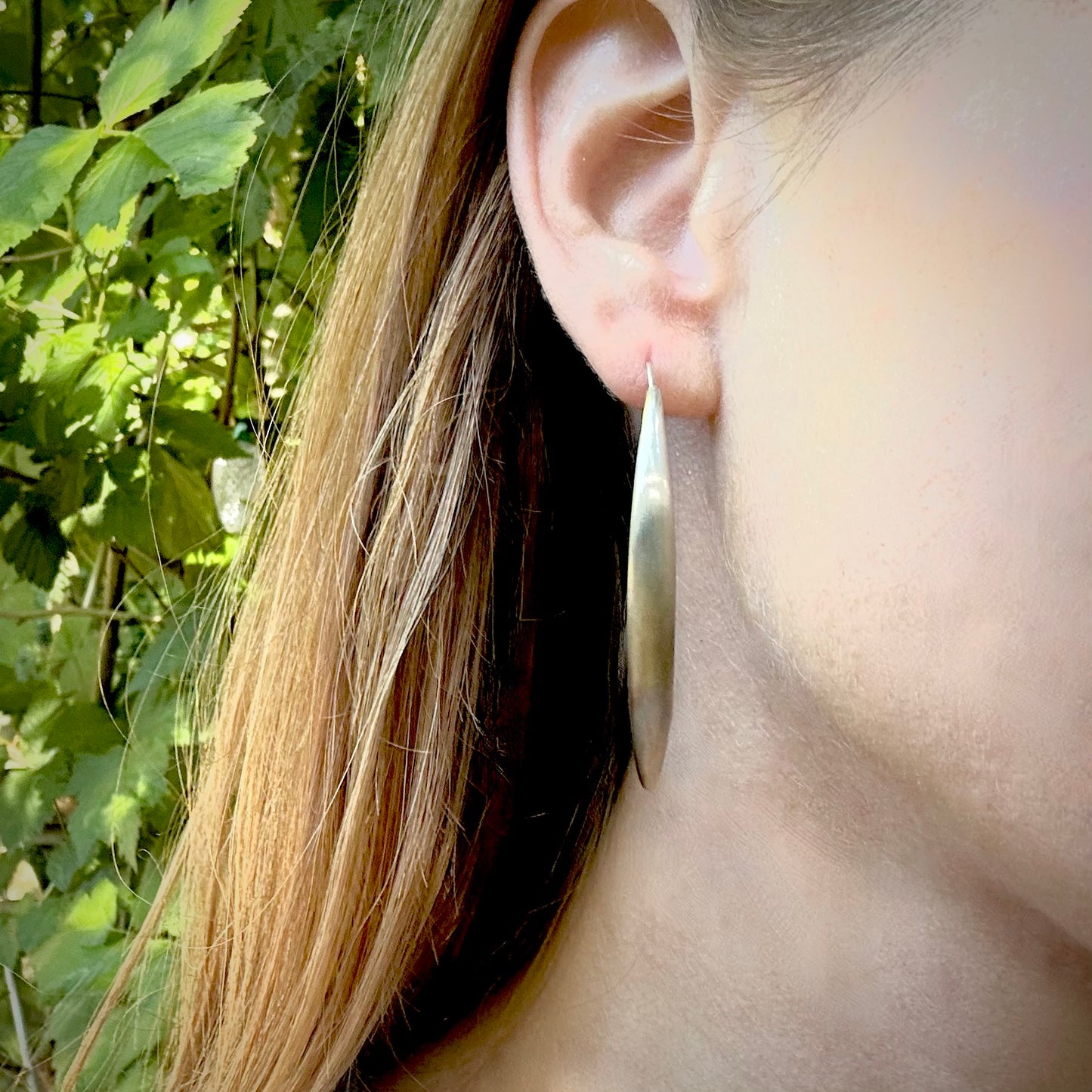 Silver Long Leaf Earrings