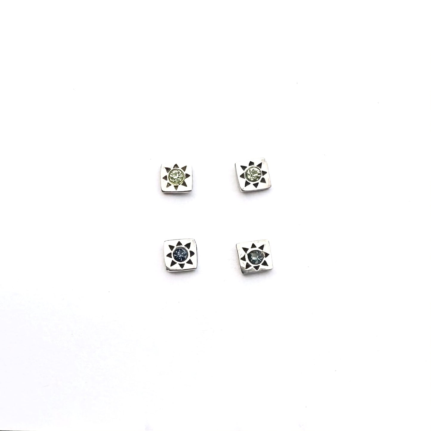 SQUARE Starburst Silver Studs