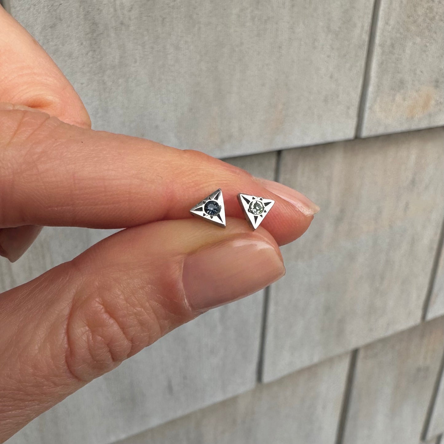 TRIANGLE Starburst Silver Studs