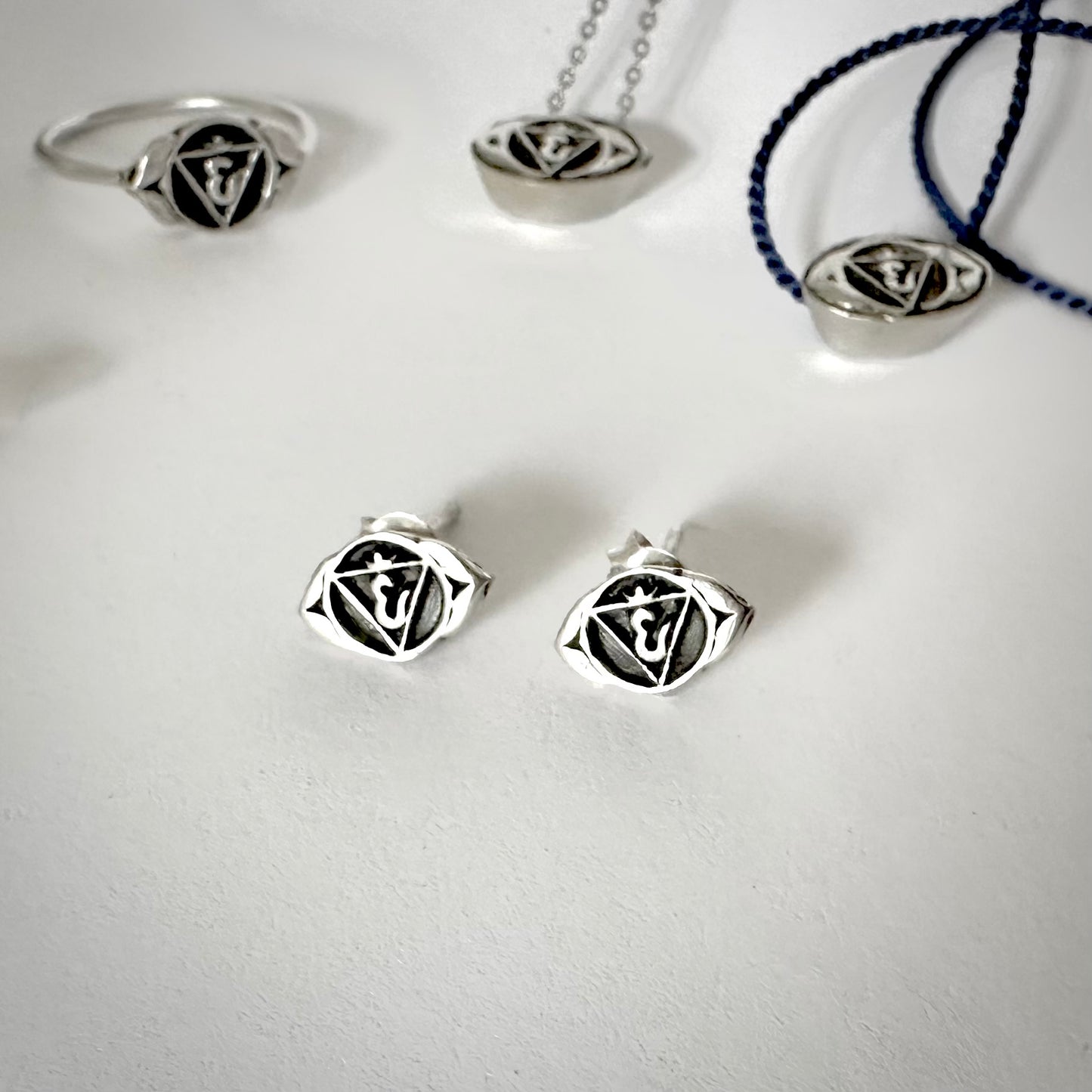 Third Eye Chakra Silver Studs