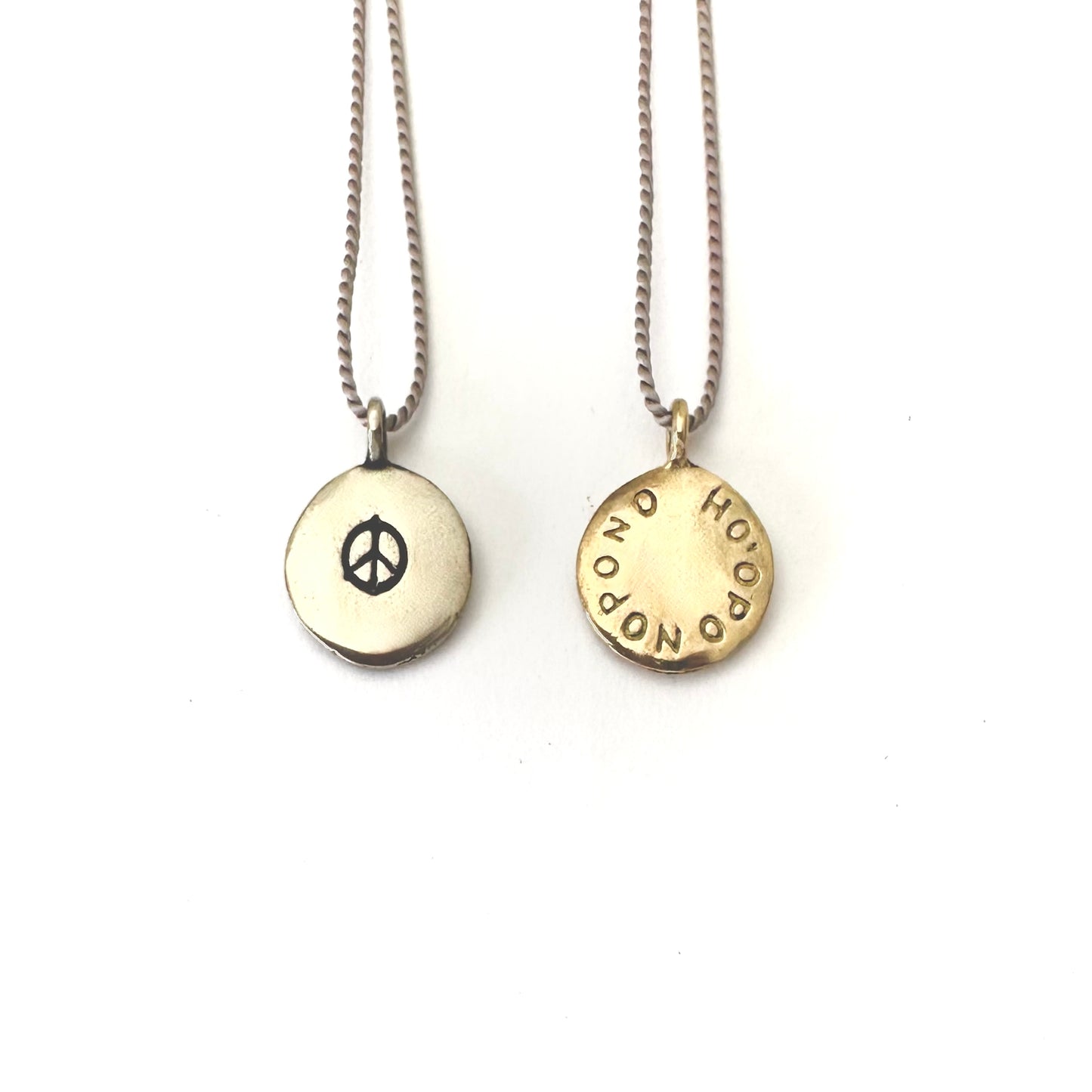 HO'OPONOPONO PEACE COIN Silk Thread Necklace