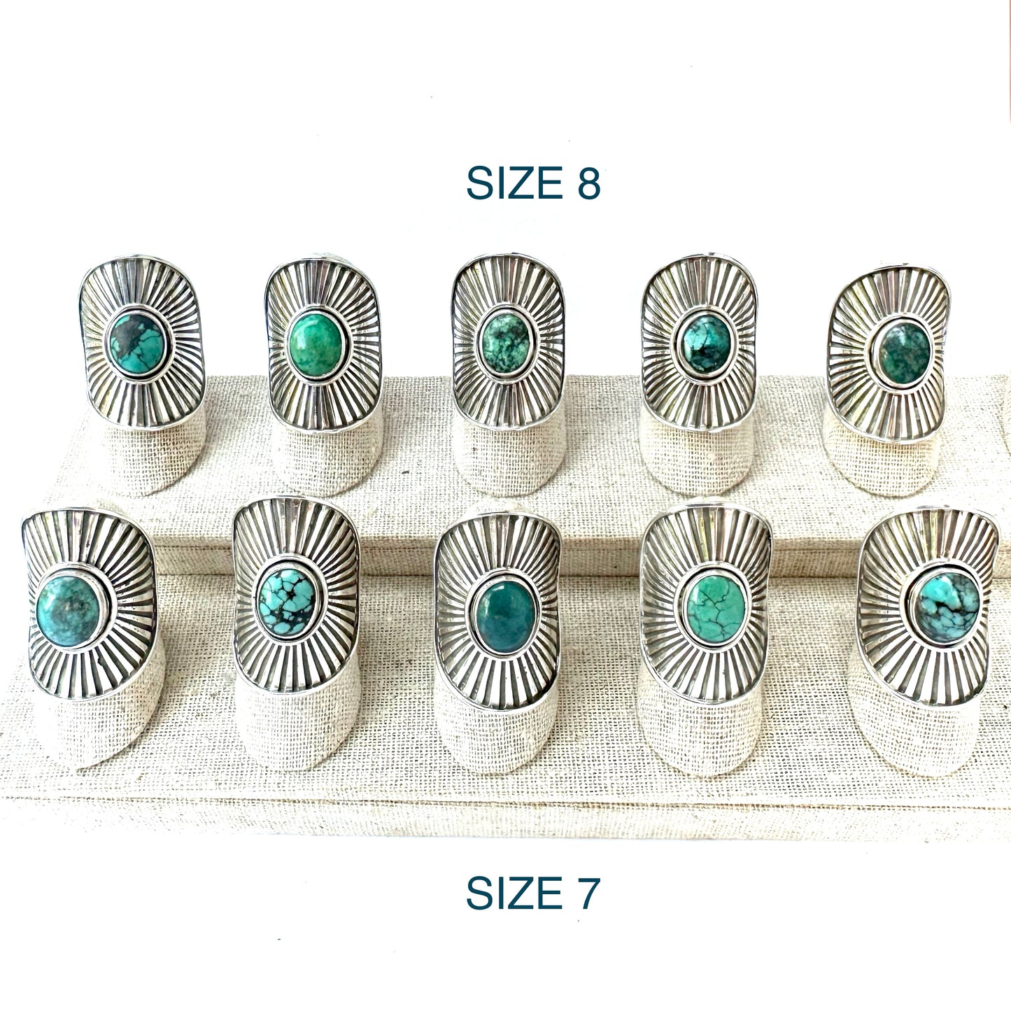 TURQUOISE Sunburst Shield Rings