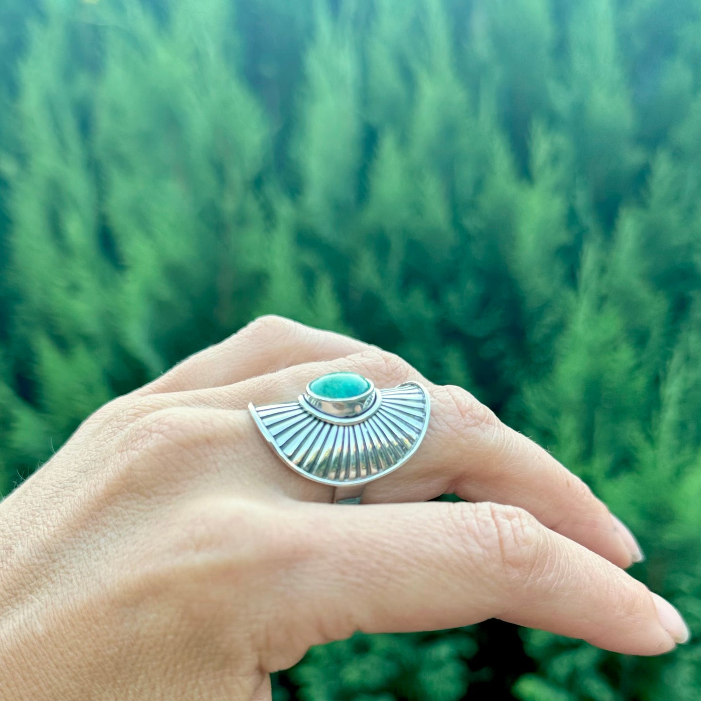 TURQUOISE Sunburst Shield Rings