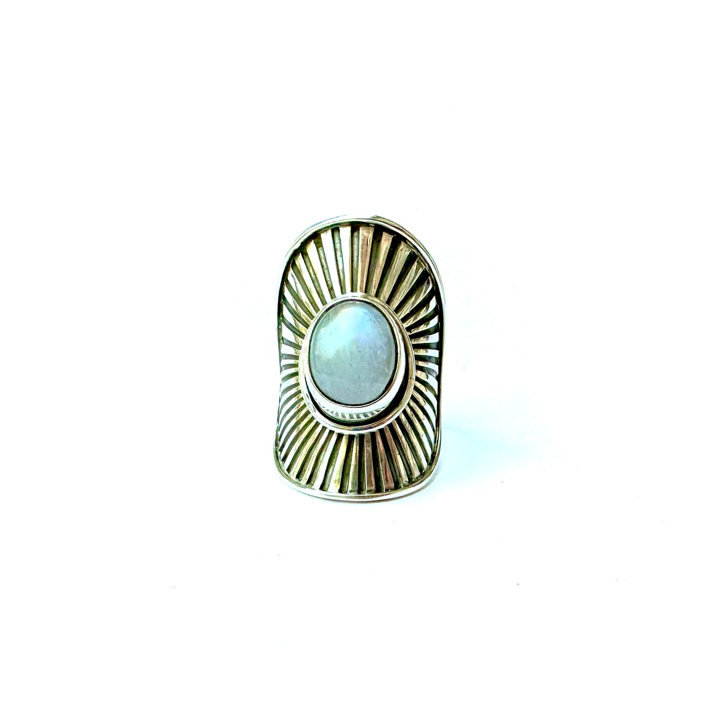 MOONSTONE Sunburst Shield RIng