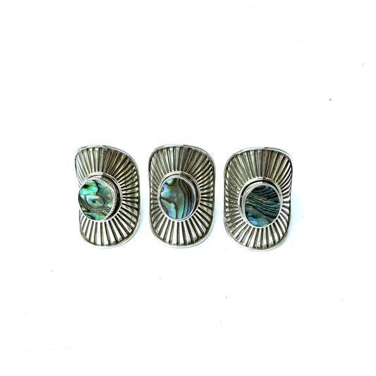 ABALONE Sunburst Shield Rings