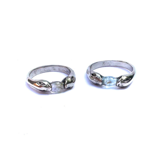 Aquamarine Snakebite  Stacking Ring