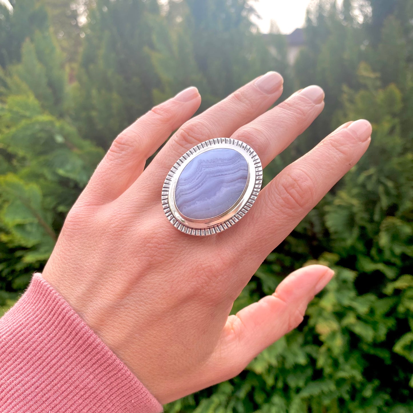 Large Blue Lace Agate Ring