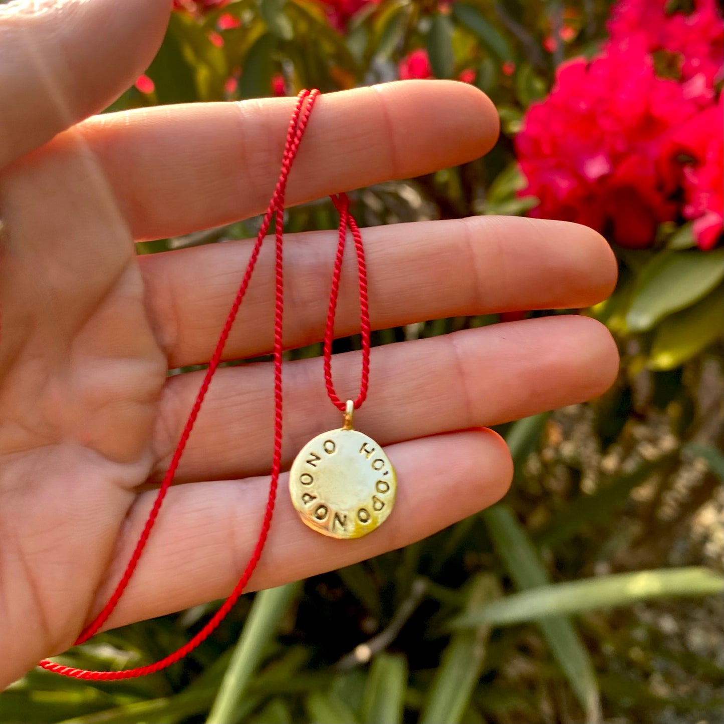 HO'OPONOPONO PEACE COIN Silk Thread Necklace