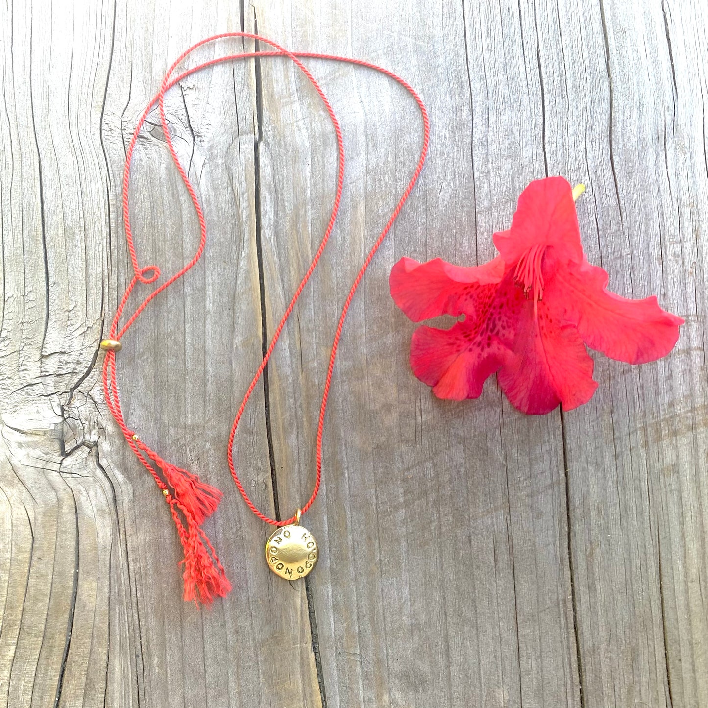 HO'OPONOPONO PEACE COIN Silk Thread Necklace