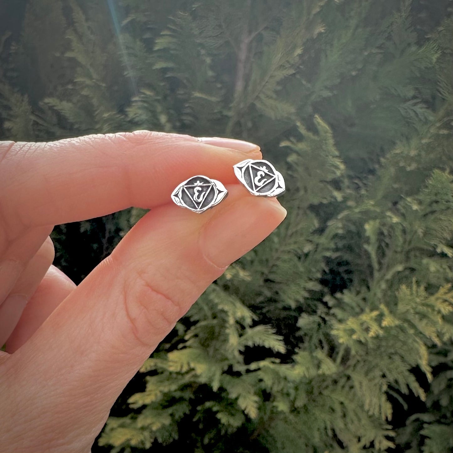 Third Eye Chakra Silver Studs