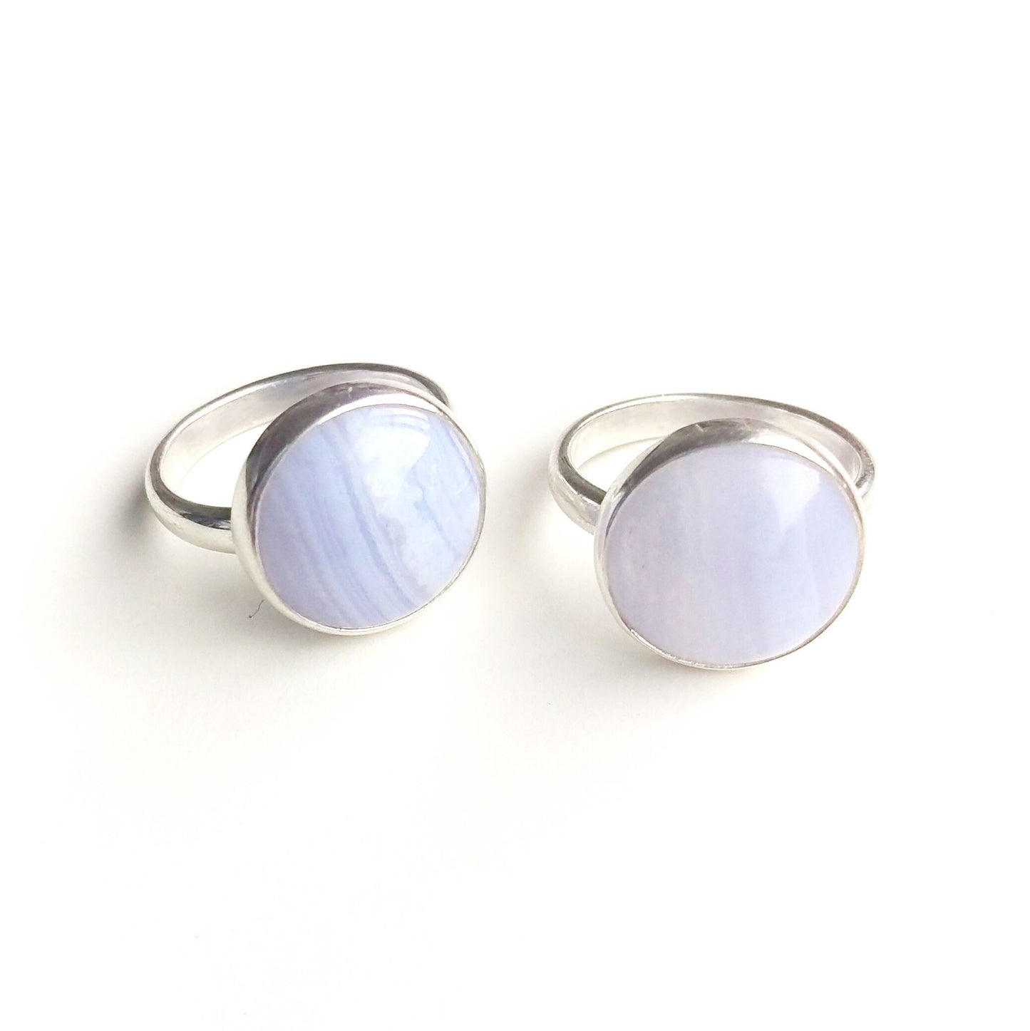 Round Blue Lace Agate Ring