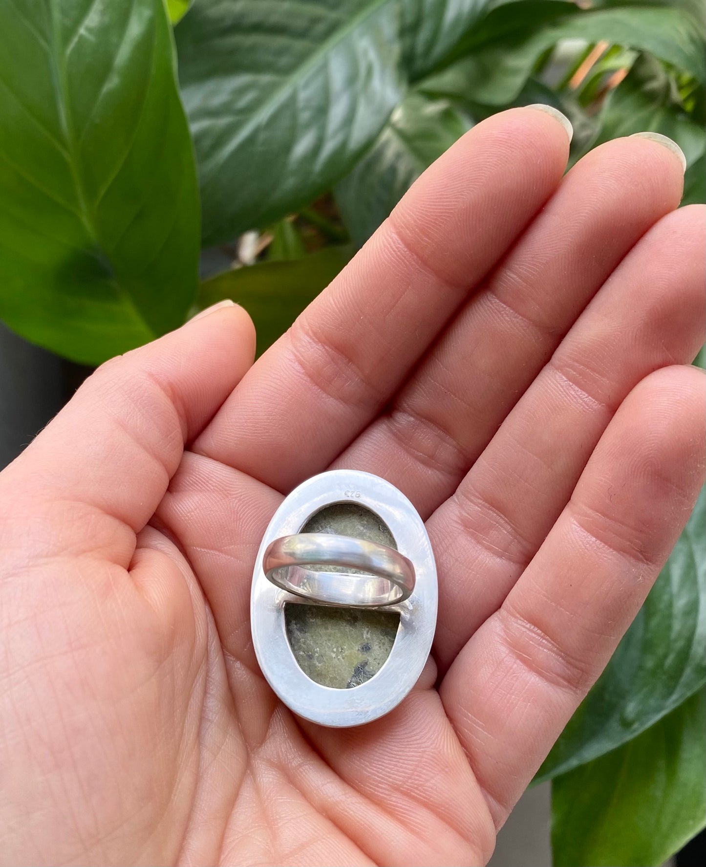 Large Grossular Green Garnet Sterling Silver Statement Ring