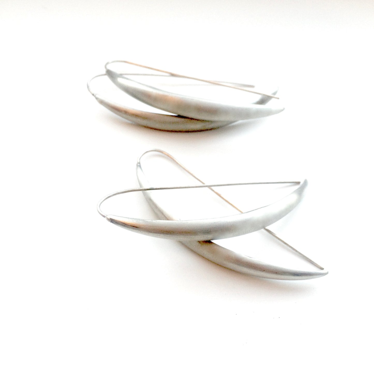 Silver Long Leaf Earrings