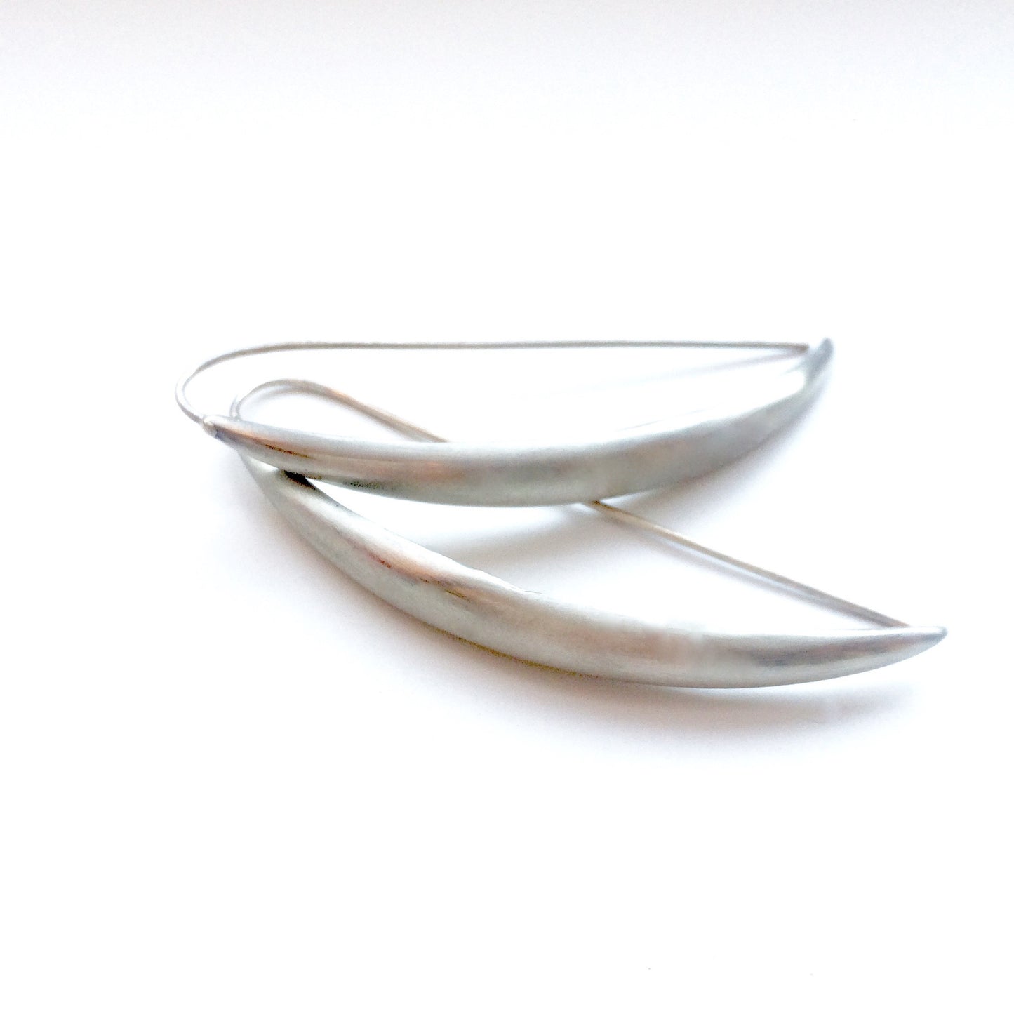 Silver Long Leaf Earrings