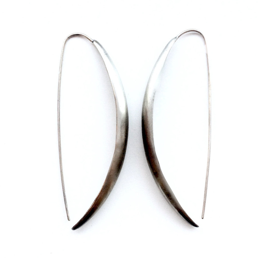 Silver Long Leaf Earrings