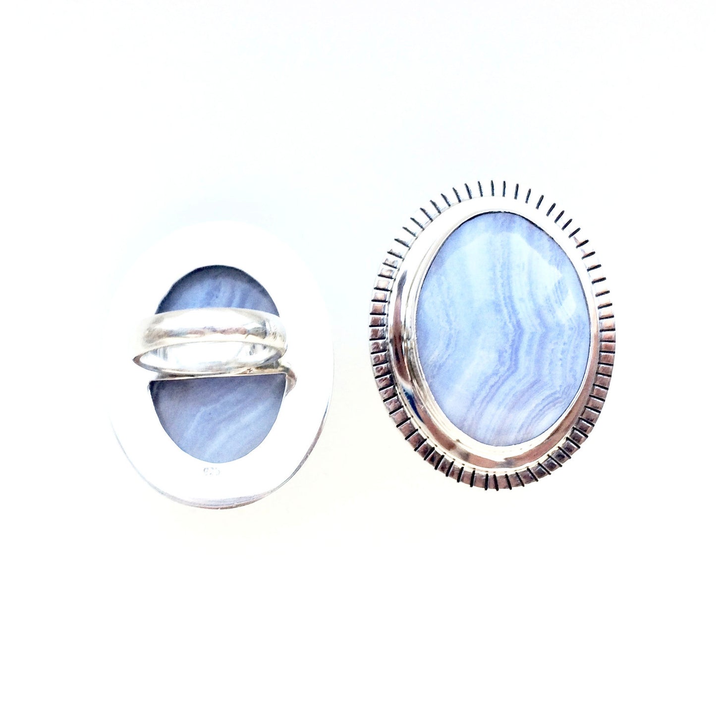 Large Blue Lace Agate Ring