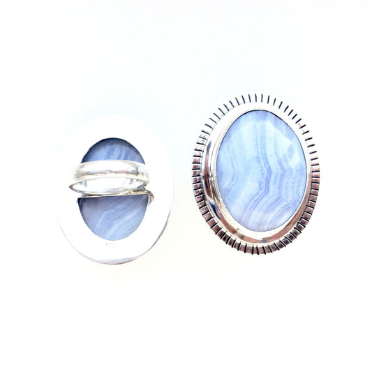 Large Blue Lace Agate Ring