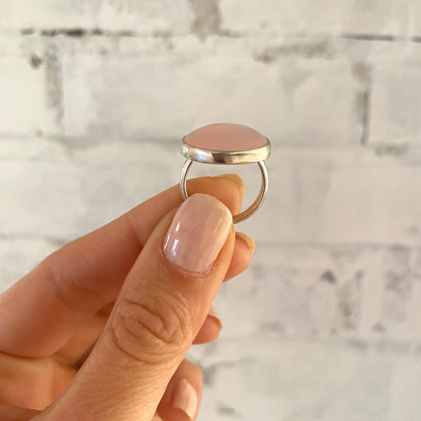 Round Rose Quartz Ring