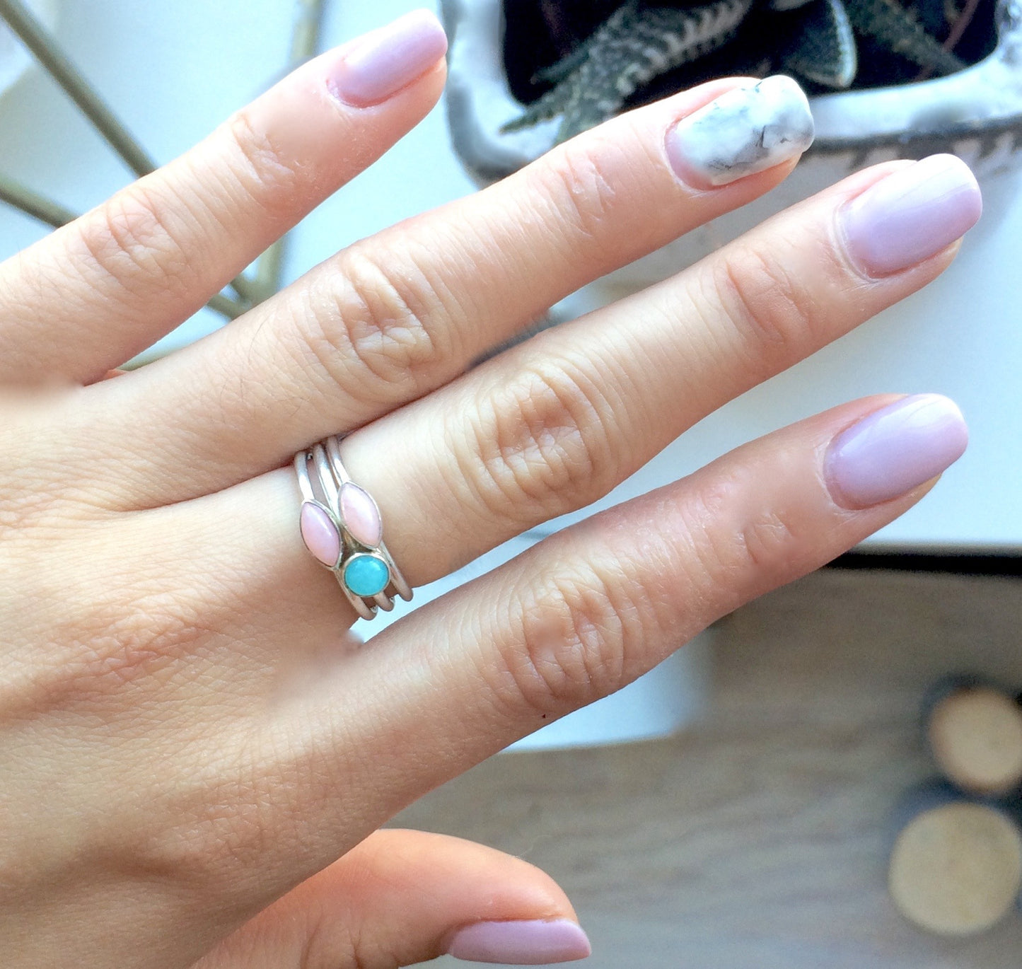 Tiny Amazonite Stacking Ring