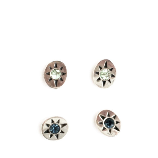 OVAL Starburst Silver Studs