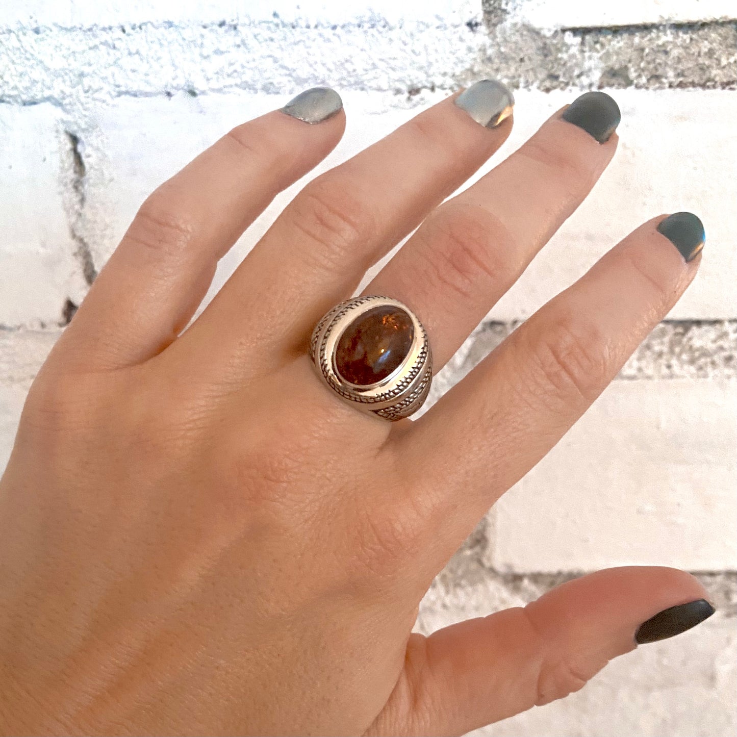 Amber or Jade All Seeing Eye Ring