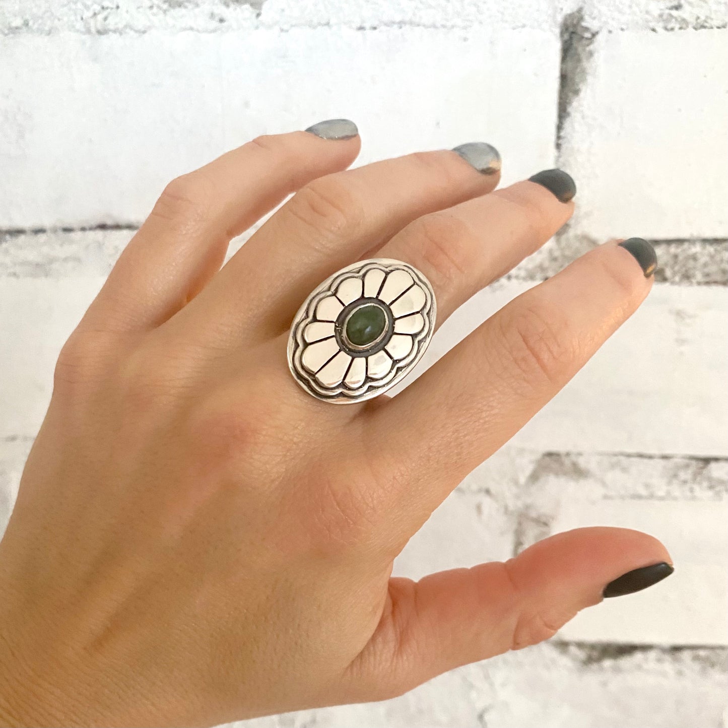 Sunflower Jade Sterling Silver Ring