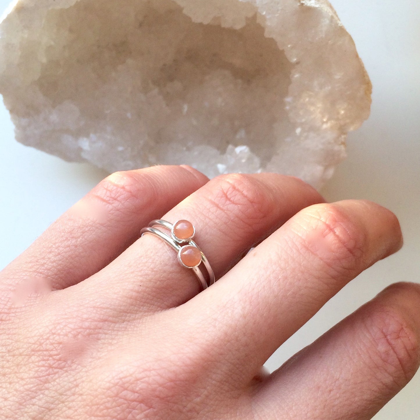 Peach Moonstone Stacking Ring