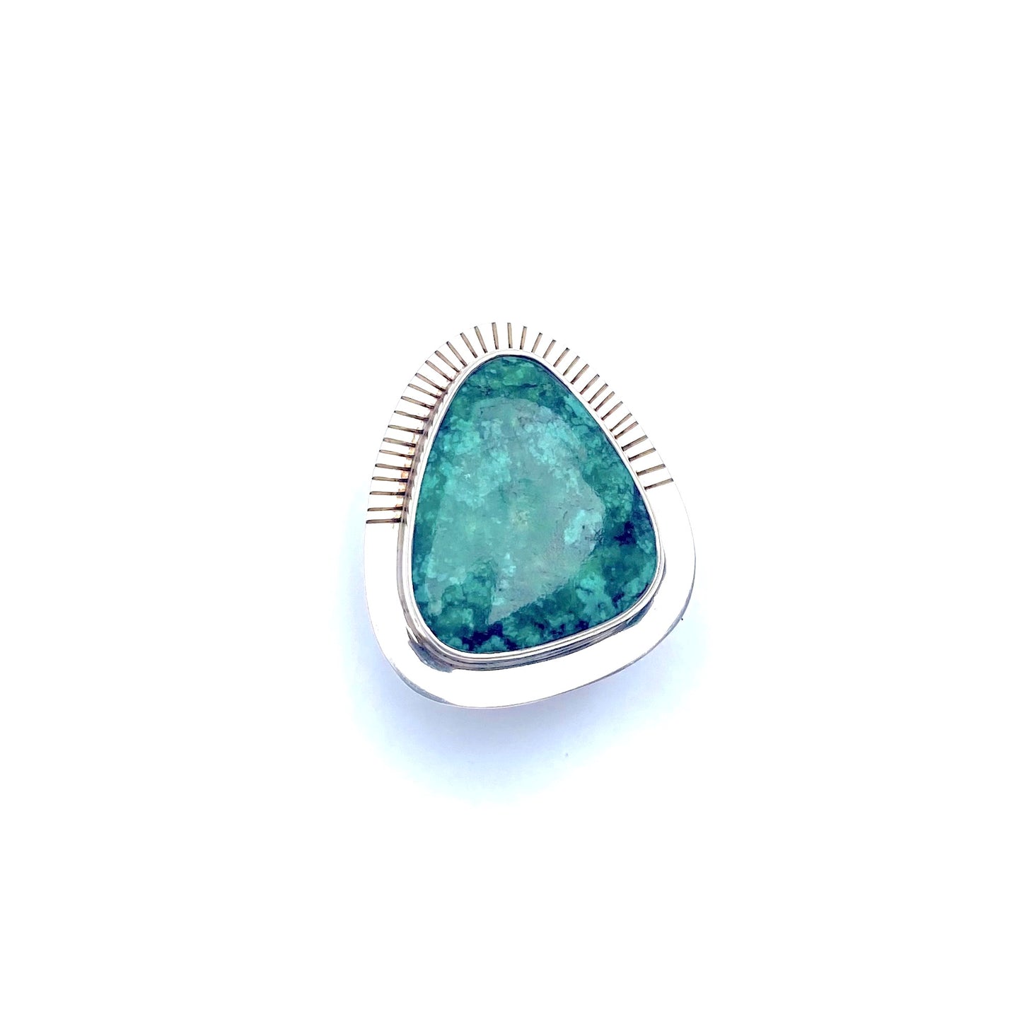 Large Triangle Chrysocolla Half Stamped Ring