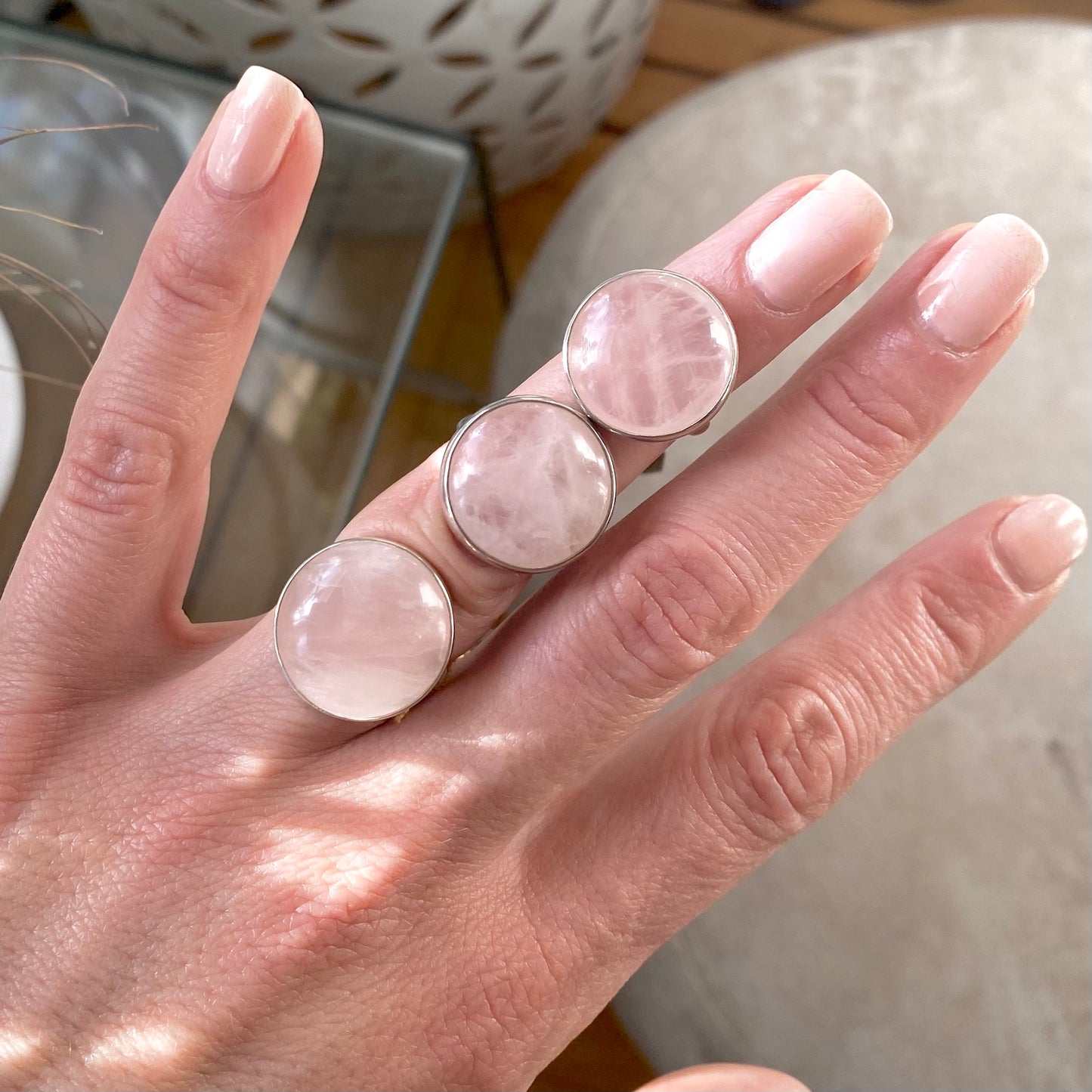 Round Rose Quartz Ring