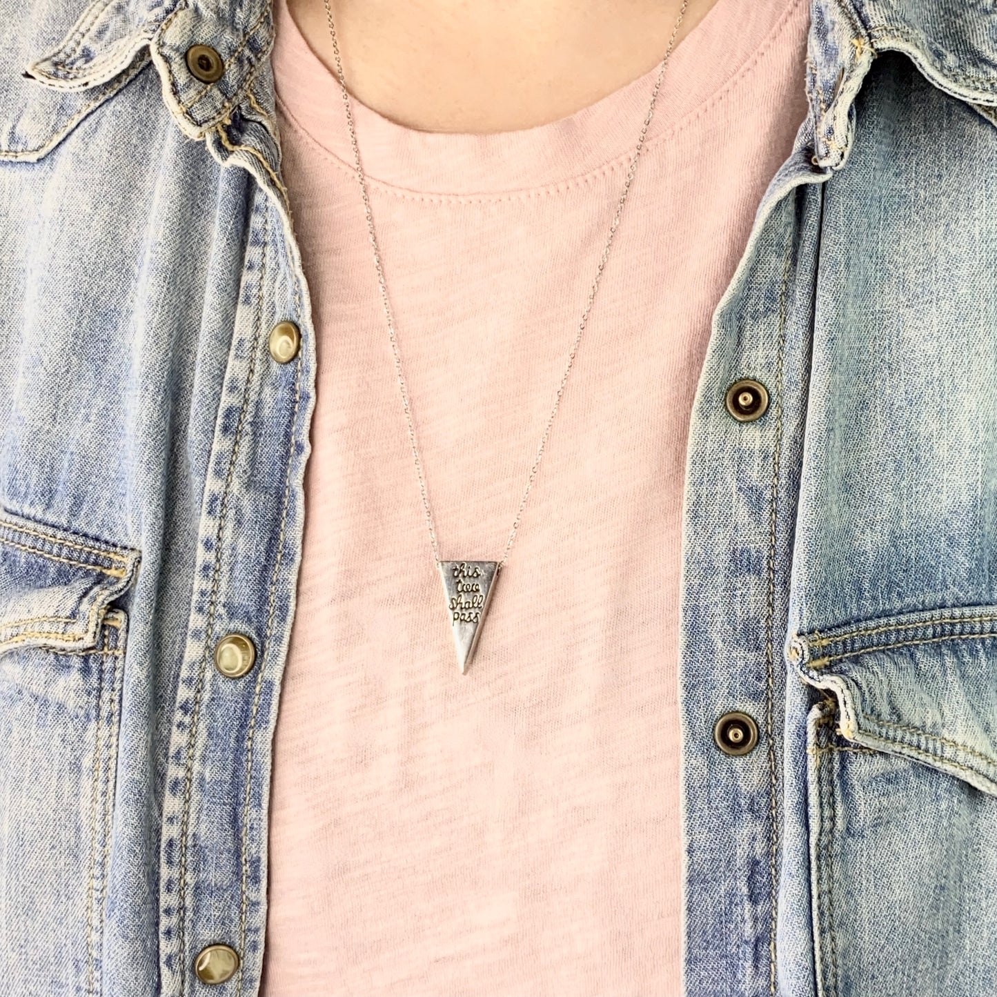 "This Too Shall Pass" Triangle Pendant