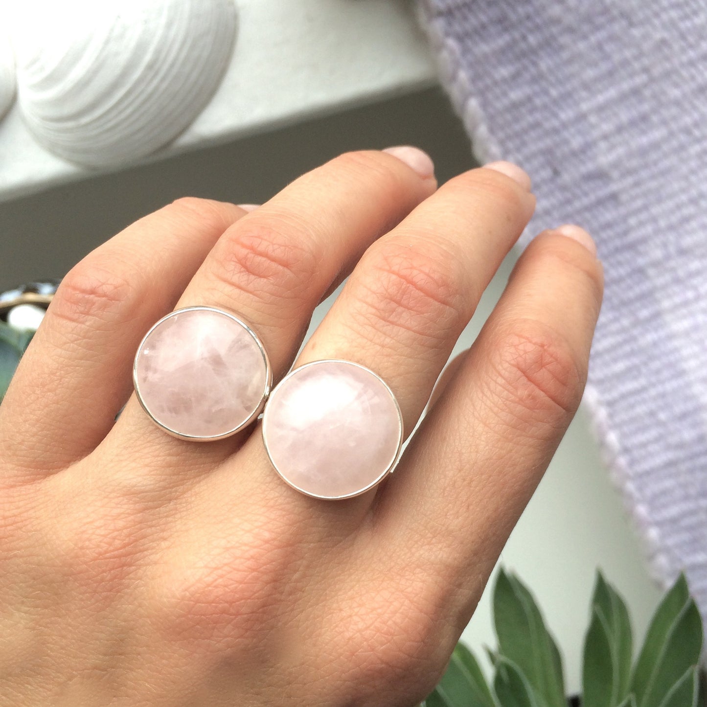 Round Rose Quartz Ring