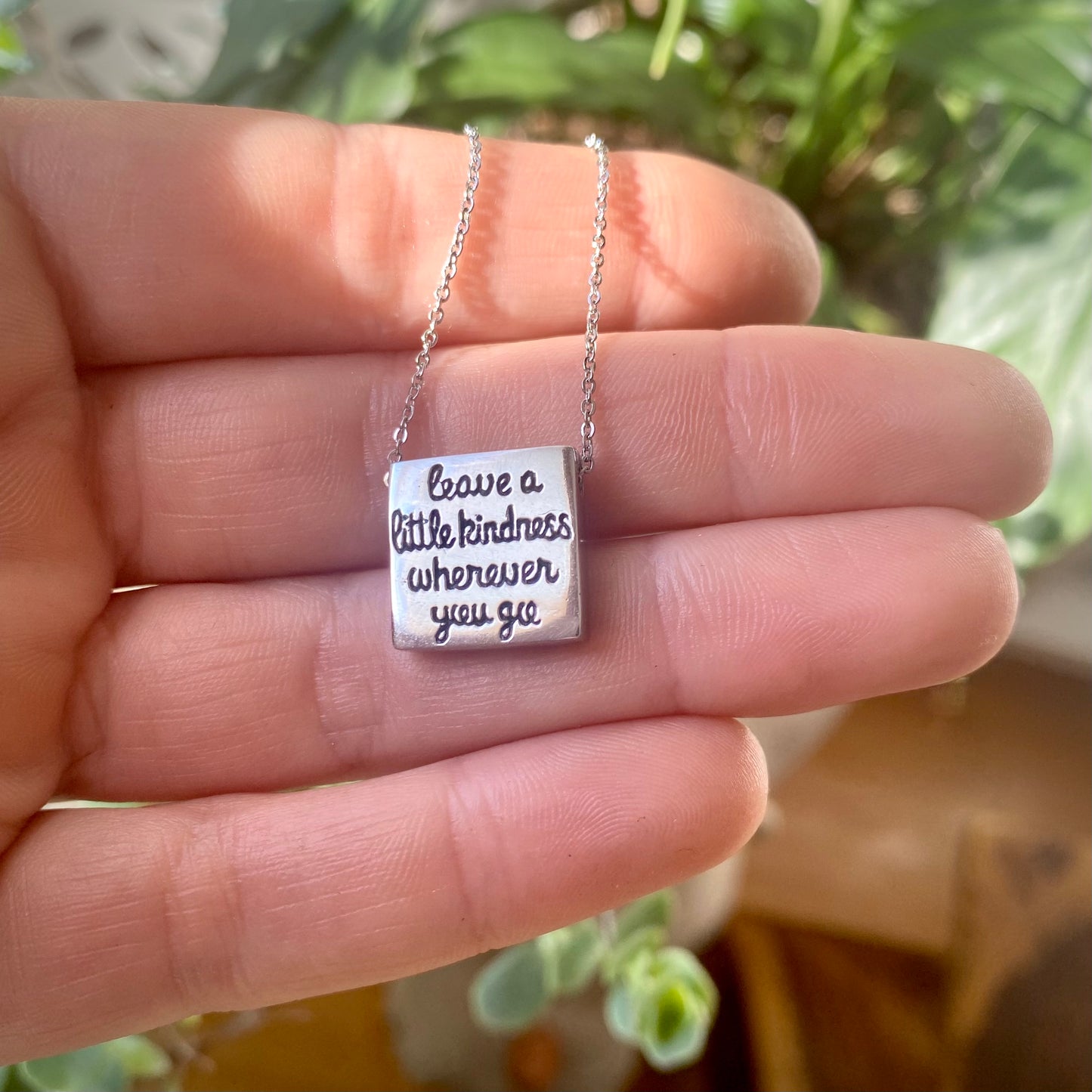 "Leave a little Kindness" Square Necklace