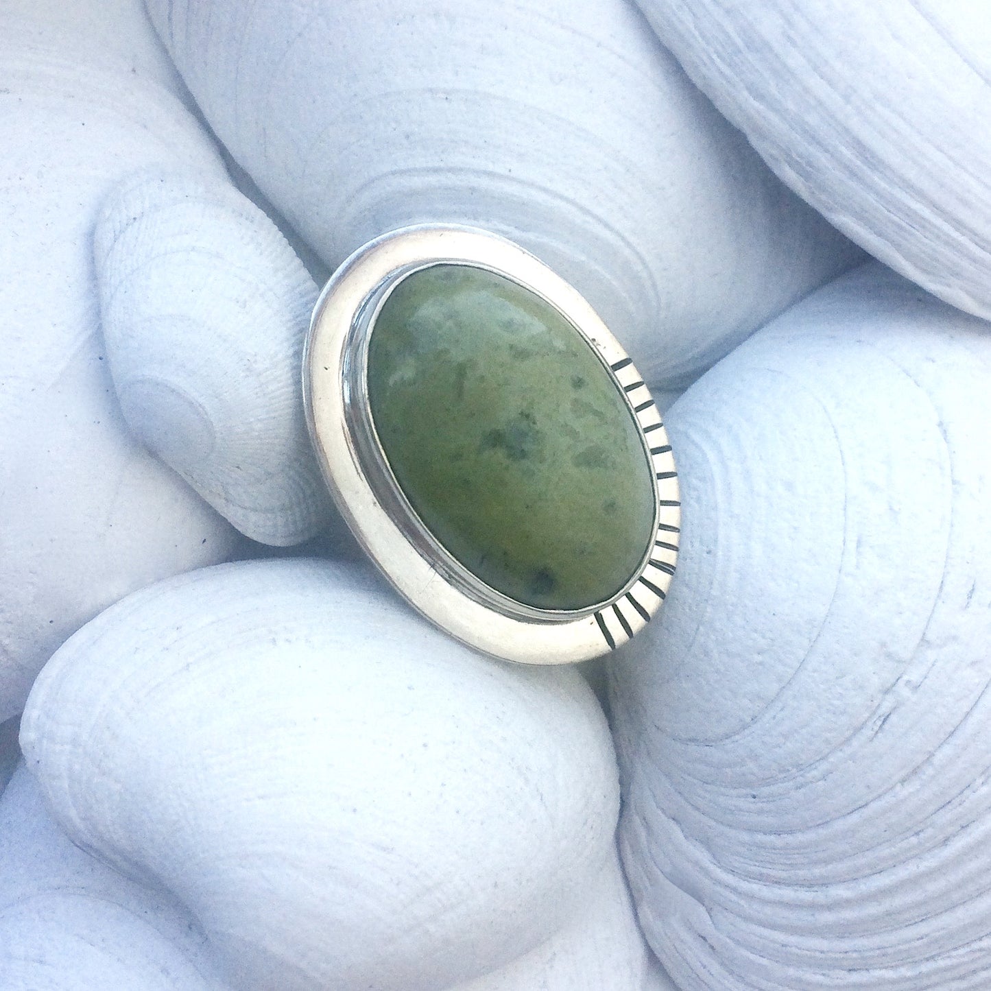 Large Grossular Green Garnet Sterling Silver Statement Ring