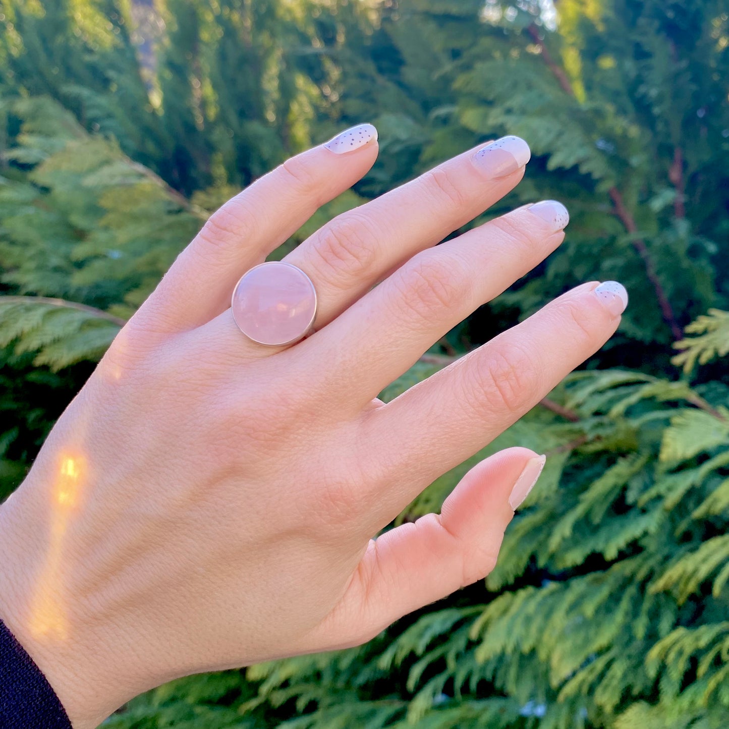 Round Rose Quartz Ring