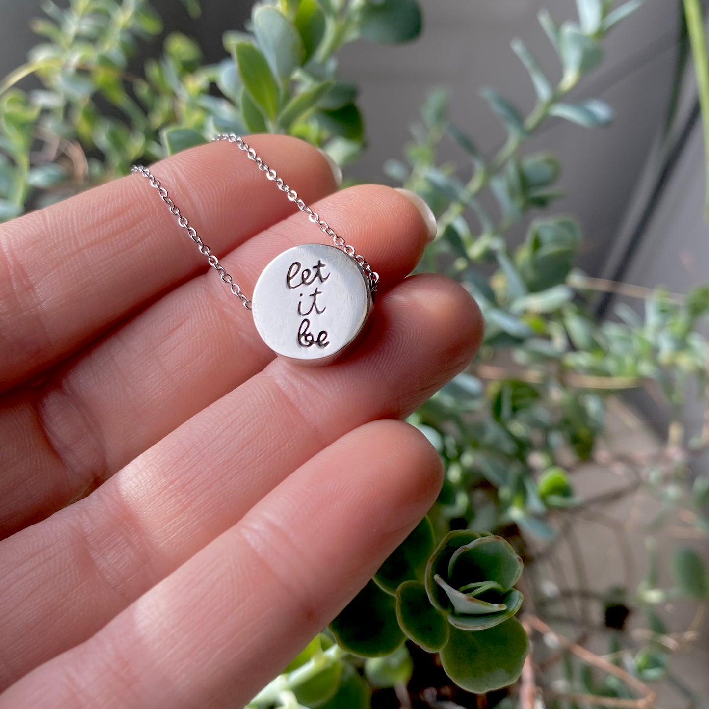 "Let it Be" Circle Pendant Necklace