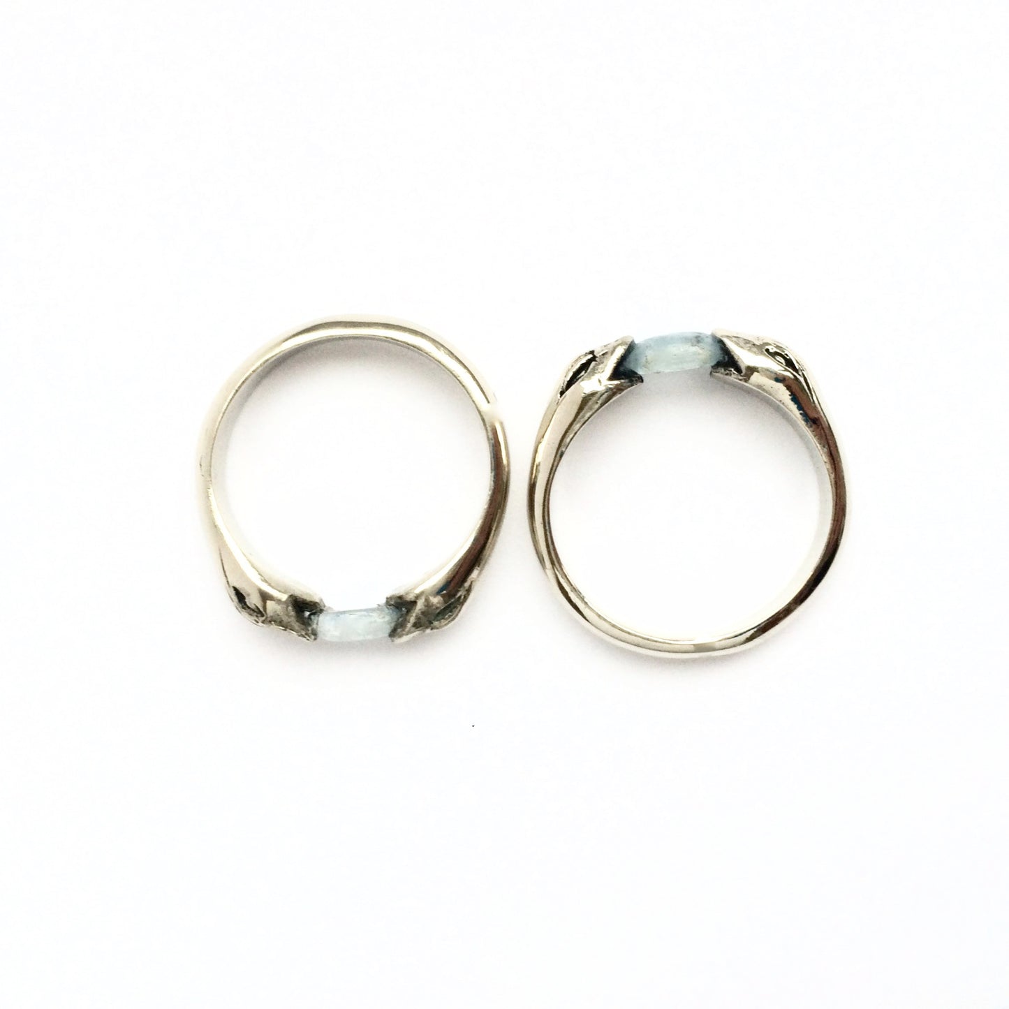 Aquamarine Snakebite  Stacking Ring