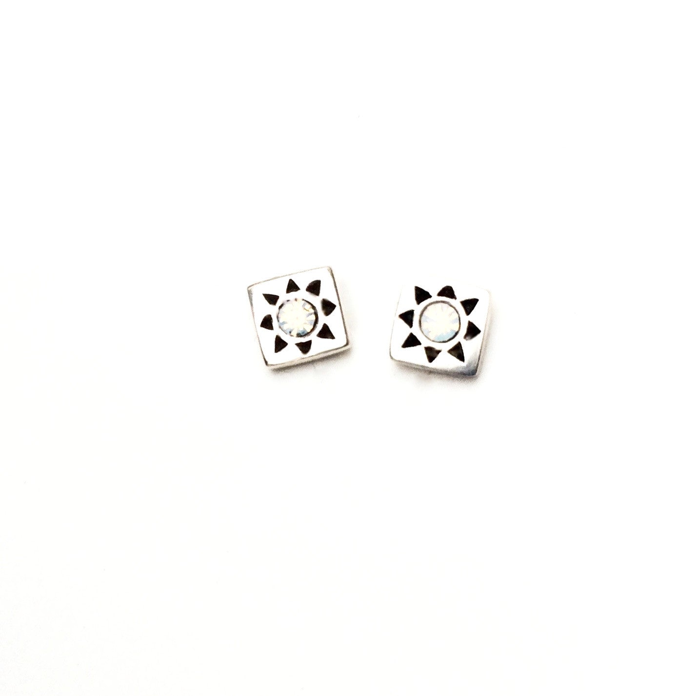 SQUARE Starburst Silver Studs