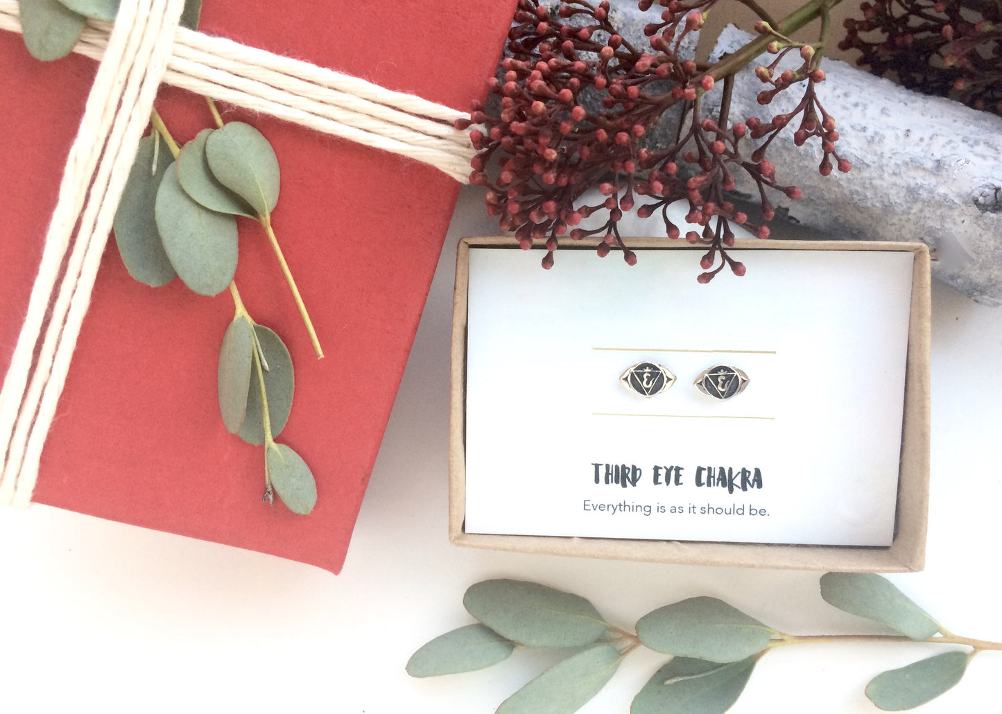 Third Eye Chakra Silver Studs